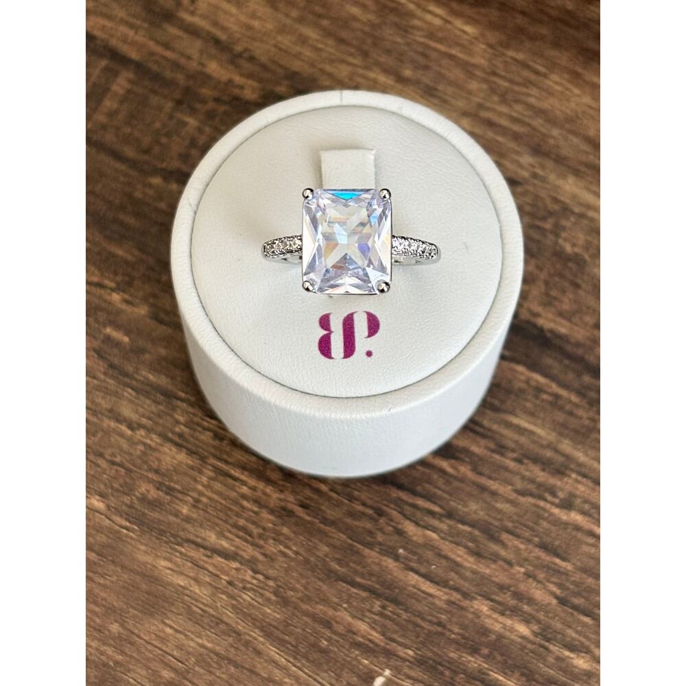 Anastasia Jewelers "The Emeraude" Emerald Cut CZ Sterling Silver Size 7